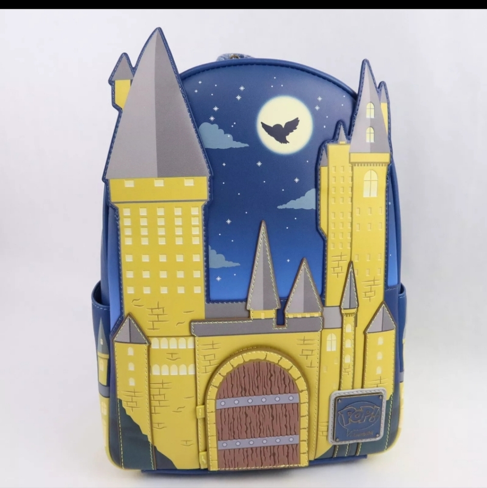 Loungefly Harry Potter Mini Backpack GLOW Hogwarts Castle Gate Hedwig Debossed